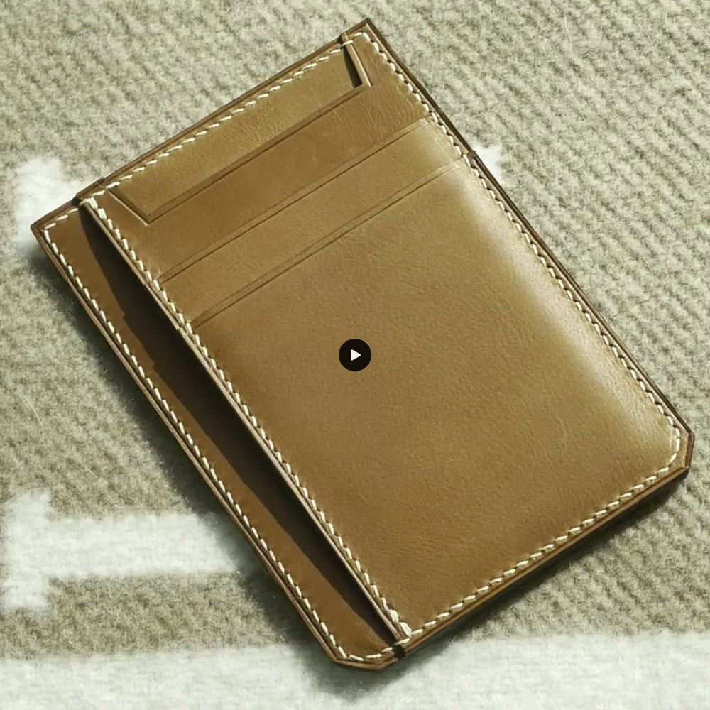 8CC Style Slim Card Holder in Barenia and Creme Stitching